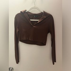 Zara Long Sleeve Cropped Collared Shirt